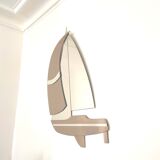 Miroir voilier bicolore années 70 50x77cm