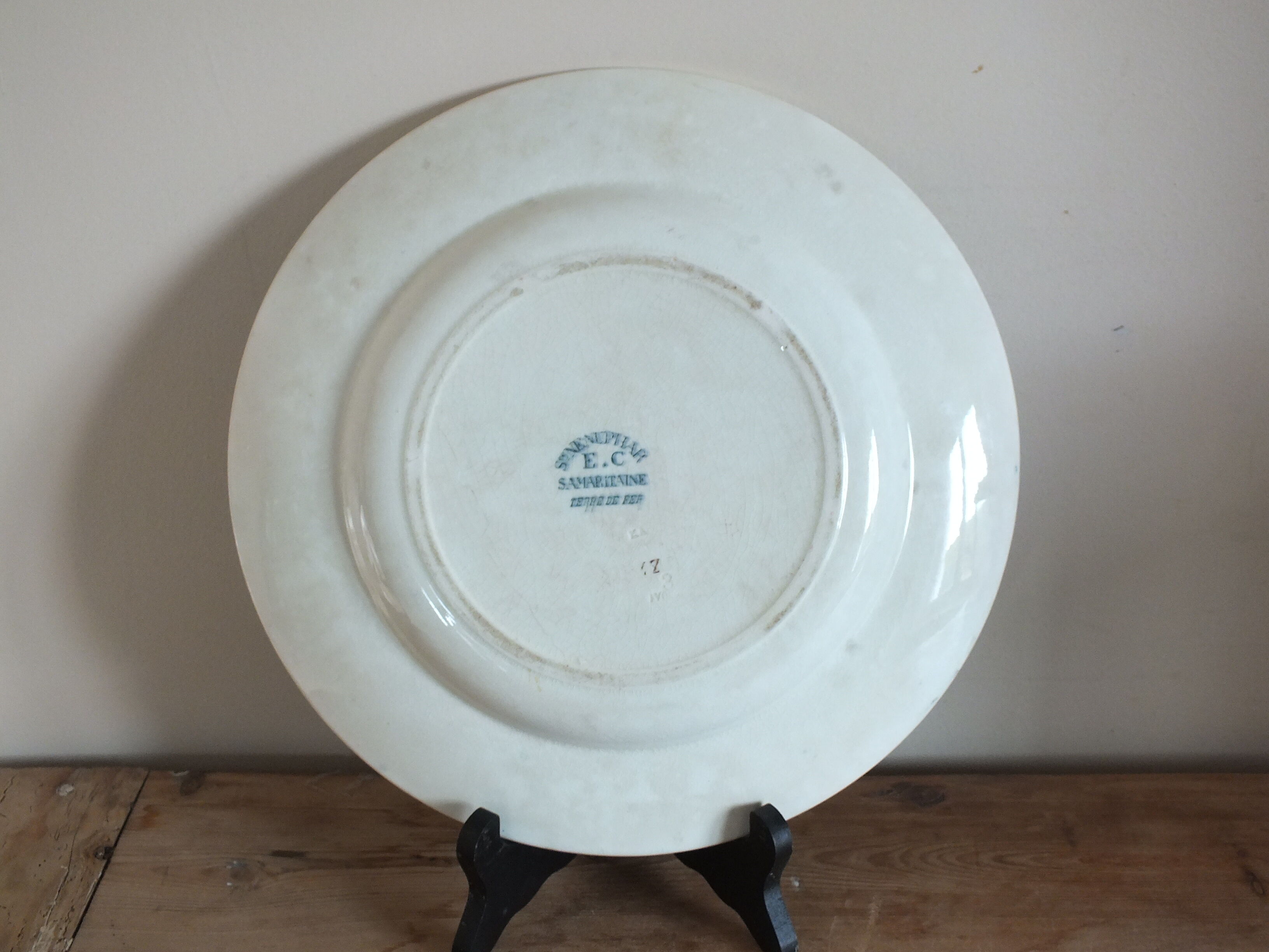 Round dish in Iron Earth, Water Lily Service Salins E.C Samaritan