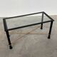 Vintage Coffee Table in Textured Black Wrought Iron and Glass with Gold Detail, 1970s