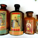 Bouteille verre ambre 2 L, Bleu Passier au Bacchus, produit pour teinture, XIXè