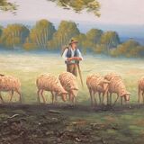 Pastoral painting oil on panel