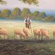 Peinture pastorale huile sur panneau