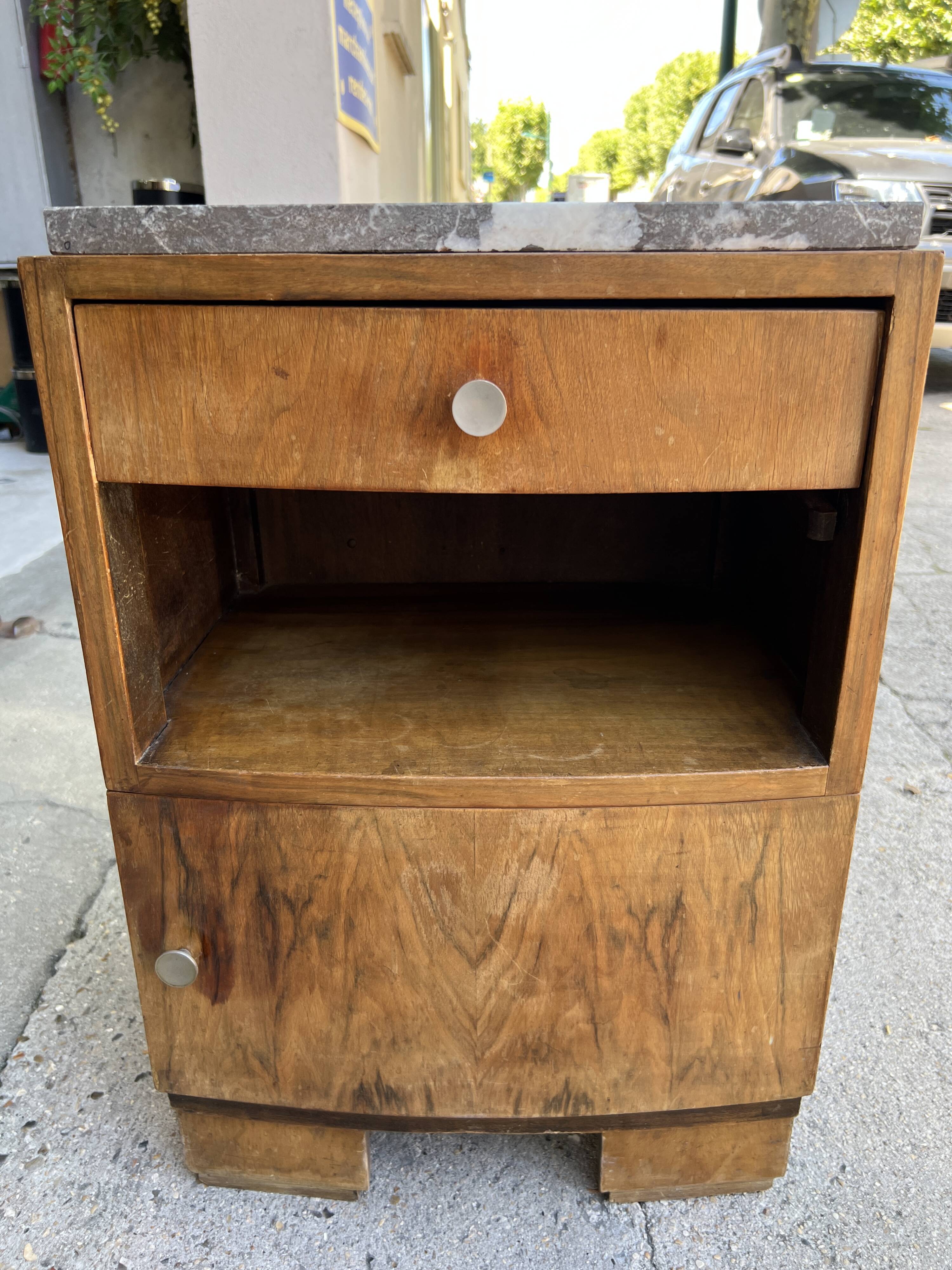 Bedside table with art deco marble