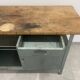 industrial workbench type workshop furniture, metal and wooden top