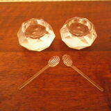 Duo of Saleron in crystal with their serving spoons, in original box - 50s -