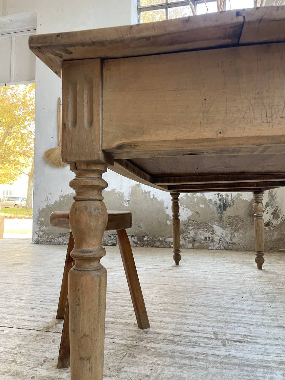 2m walnut drapery farmhouse table