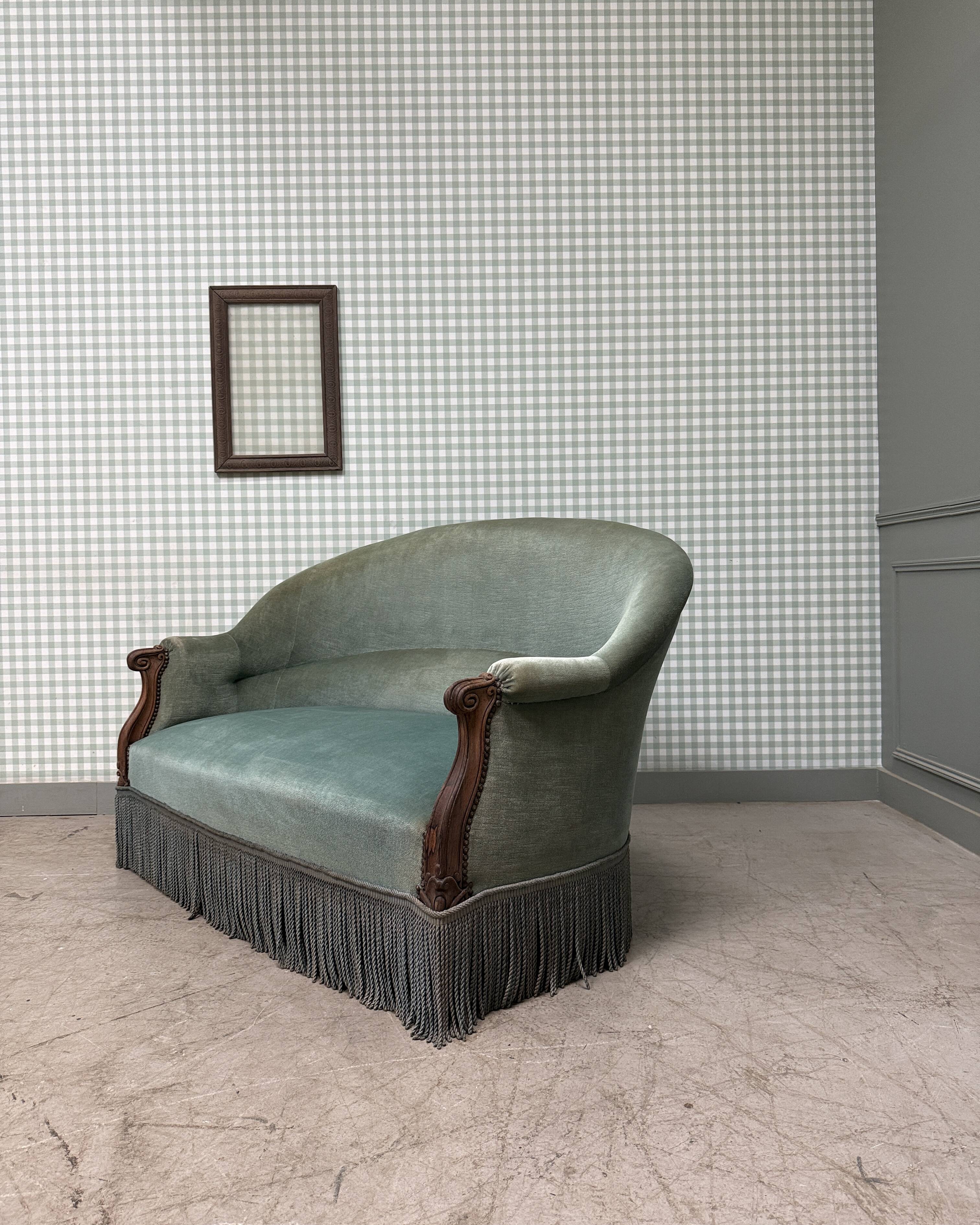 Green velvet toad sofa