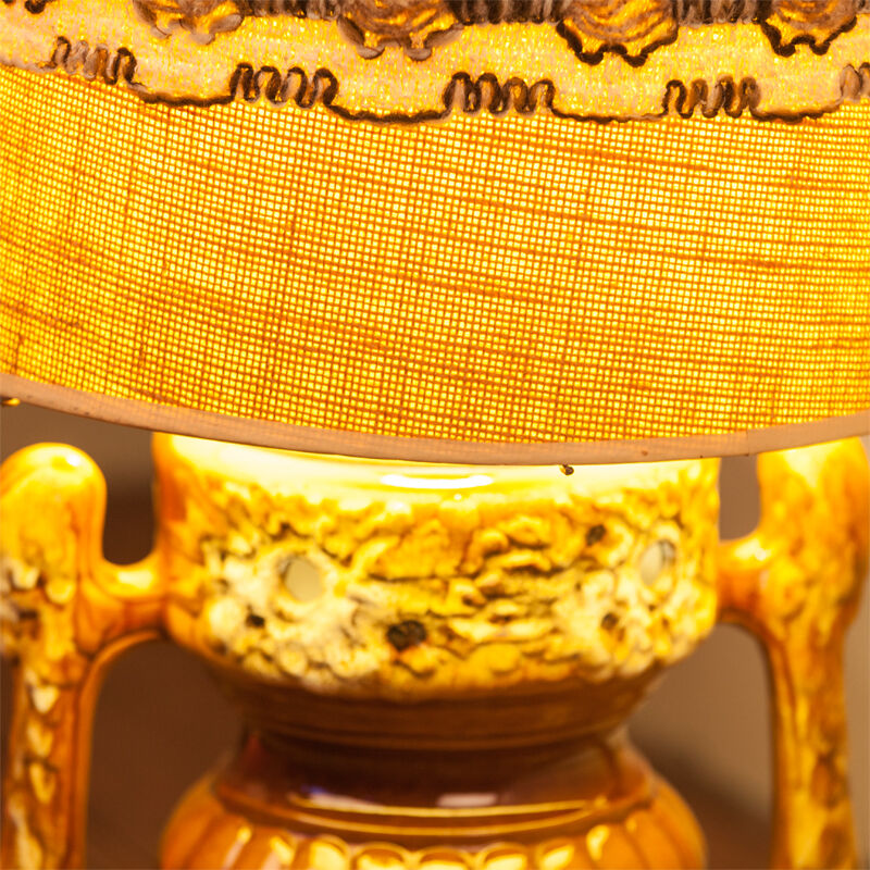 Of the 1970s vintage, foot in ceramic and fabric shade floor lamp