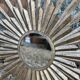 Sun mirror in patinated gold metal from the 2000s Diam 76 cm