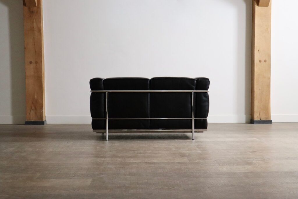 Vintage Cassina LC2 two seater sofa by Charlotte Perriand and Le Corbusier