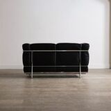 Vintage Cassina LC2 two seater sofa by Charlotte Perriand and Le Corbusier