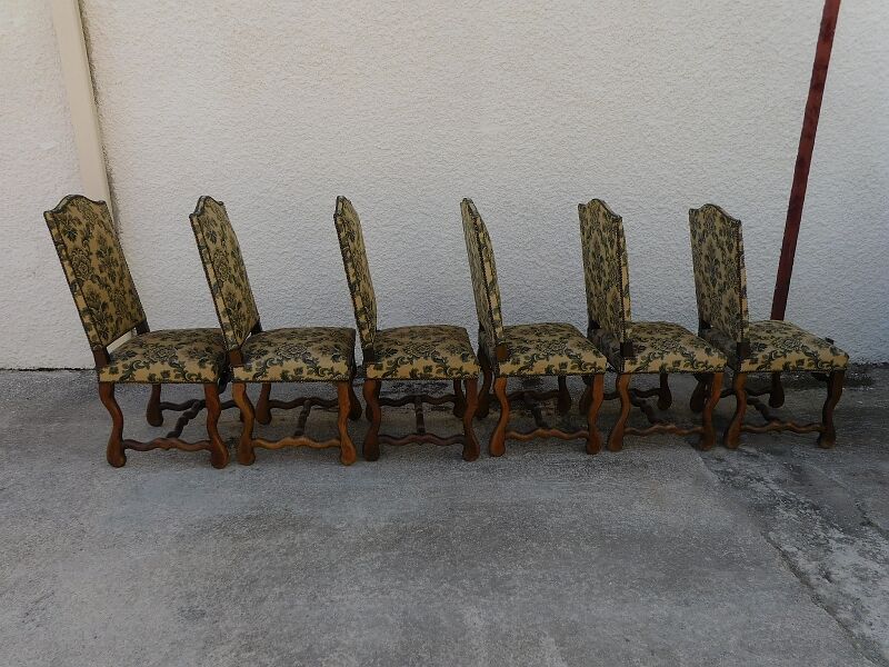 Series of 6 louis Xlll chairs in sheep bone