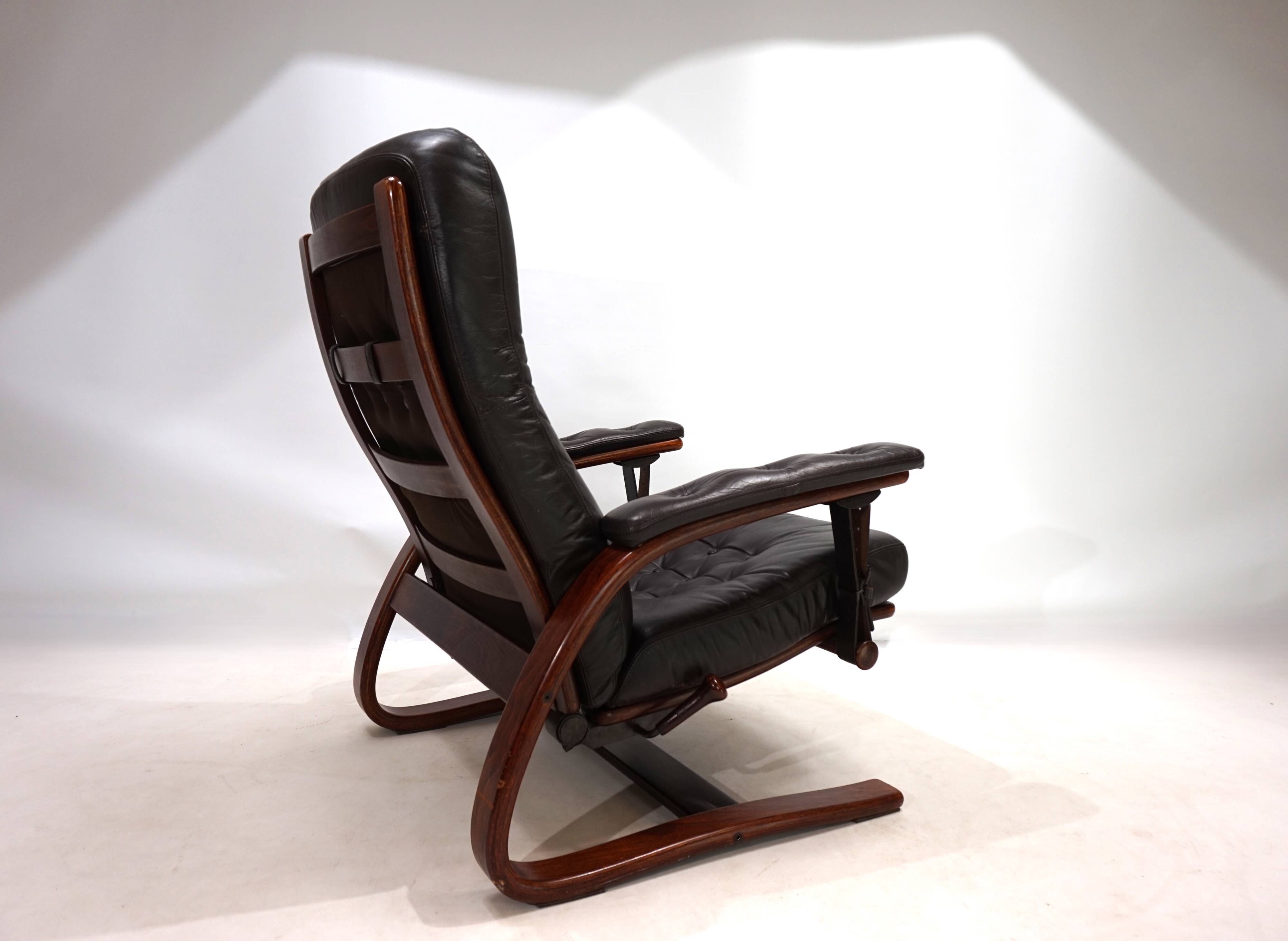 Westnofa Panter Leather Lounge Chair with Ottoman by Arnt Lande, 1970s