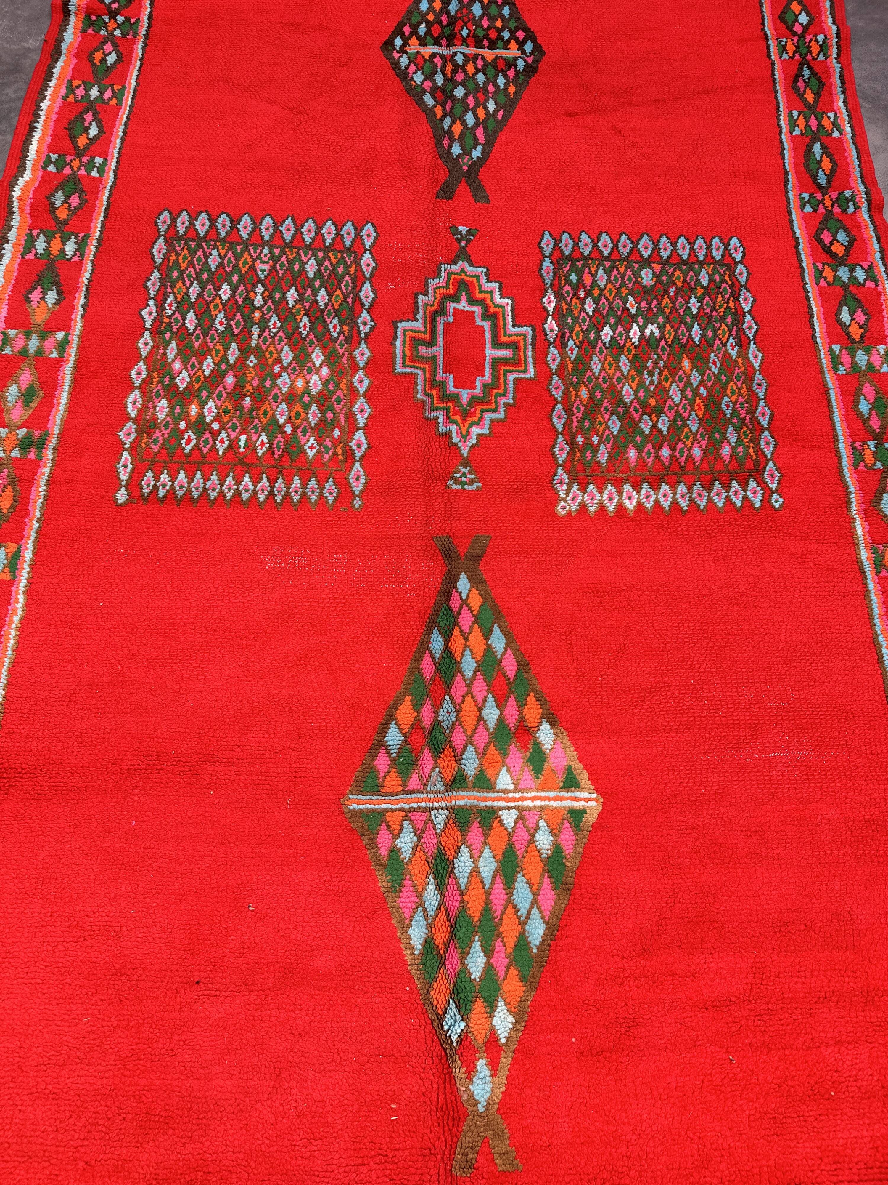 Tapis Marocain Boujad rouge - 443 x 203 cm