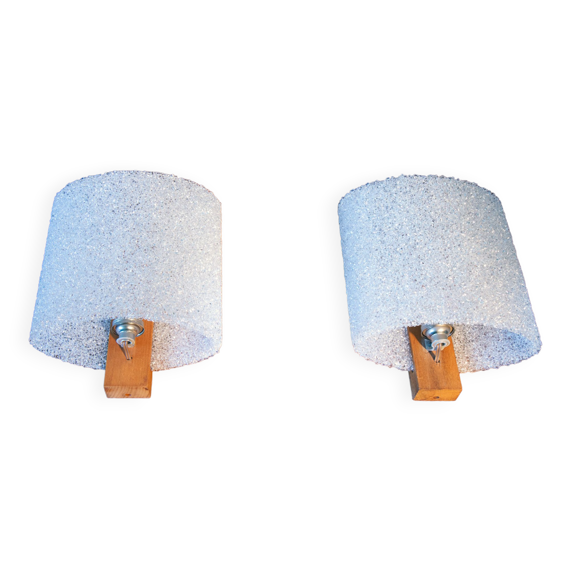 Pair of wall lamps in Perspex and teak year 60
