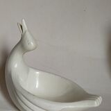 Empty pockets bird soap holder white ceramic Art-deco