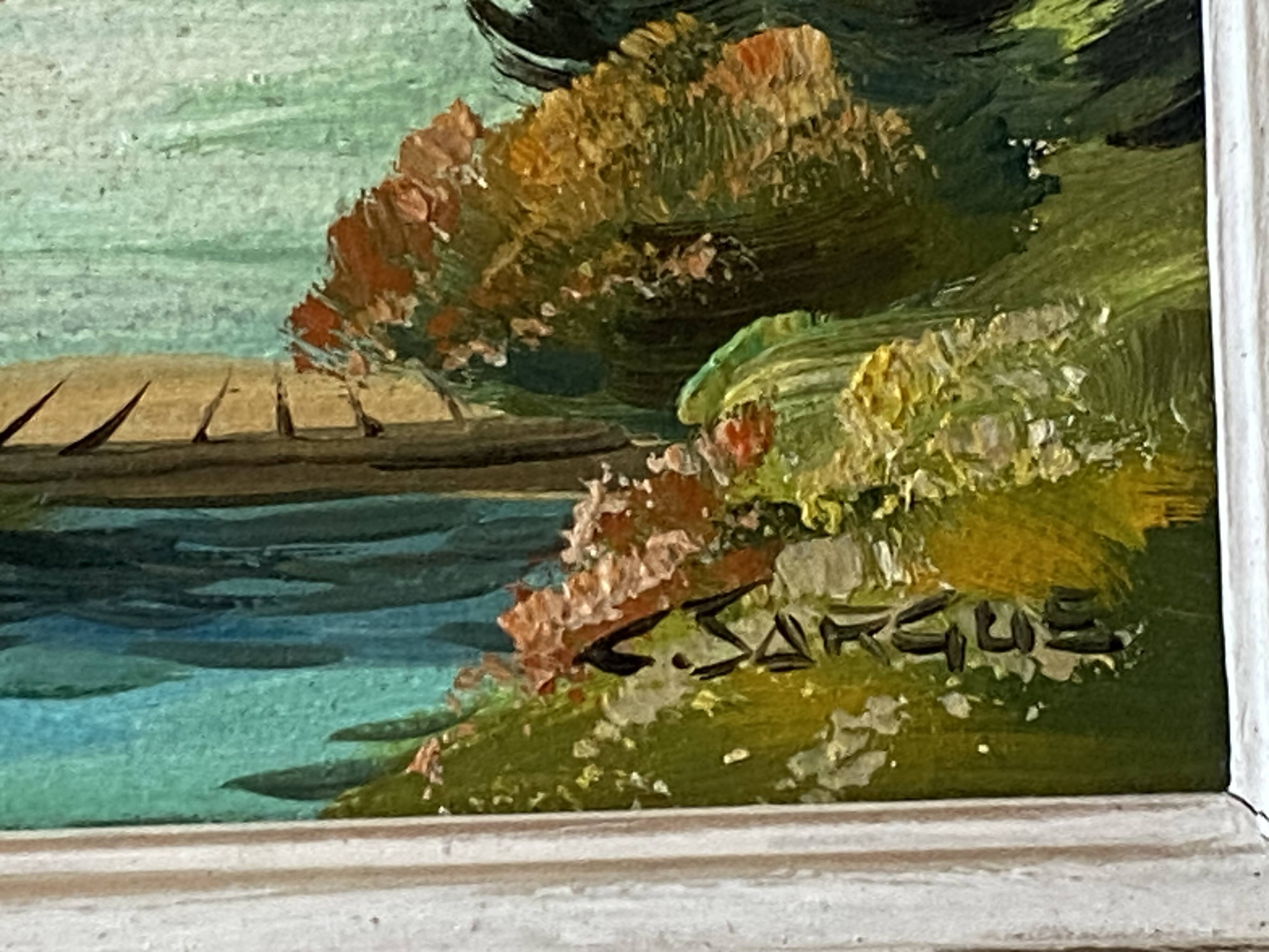 Oil Painting on Panel Vintage Signed CLAUDE SARGUE Landscape 2
