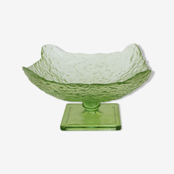 Coupe à fruits carrée verre bosselé - vert