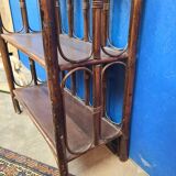 Vintage rattan bookcase shelf