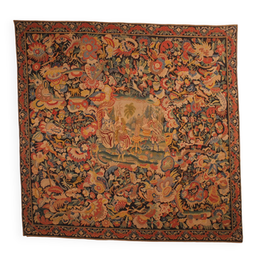 Brussels tapestry from the 19th century – Flowering greenery and gallant scene