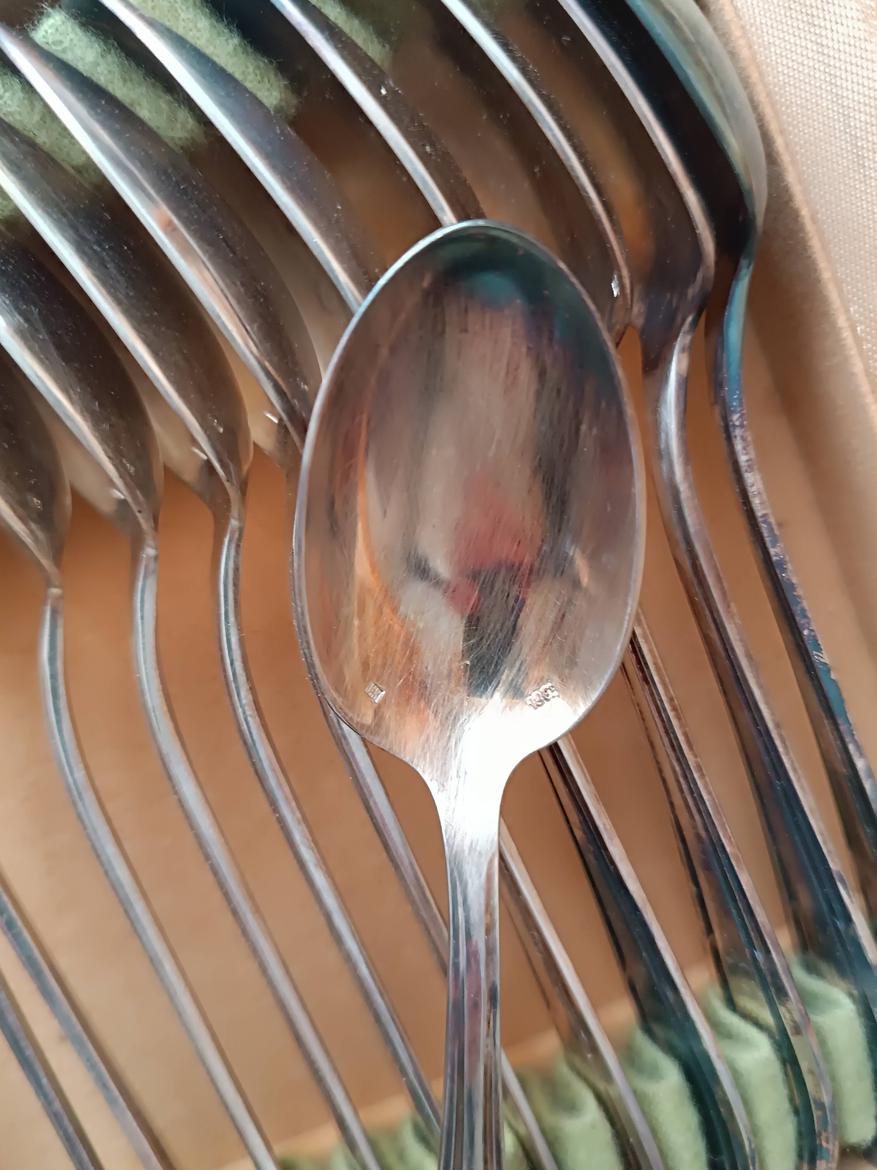 Box of 12 silver-plated metal teaspoons JM