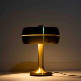 Italian brass table desk lamp with sculptural base and glowing band, 1960s