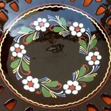 Openwork dish Floral decoration Polychrome enamelled ceramic from Thun (Switzerland)