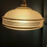 Frosted glass saucer lamp with golden edges
