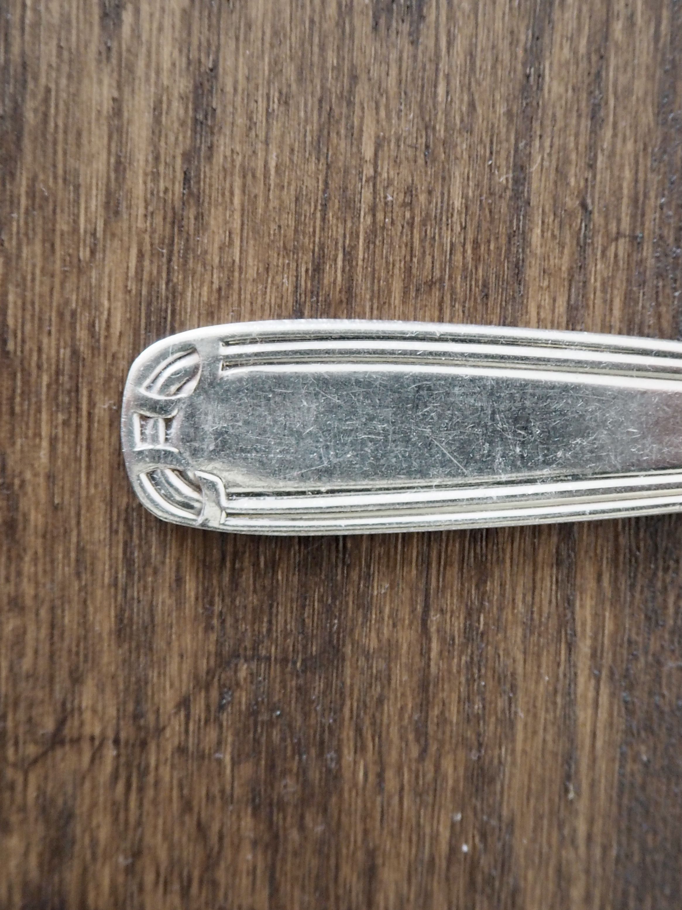 Set of 6 forks and 6 spoons in silver metal with punches