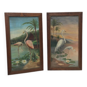 Paire tableaux exotiques