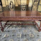Office style Louis XIII solid oak carved restored