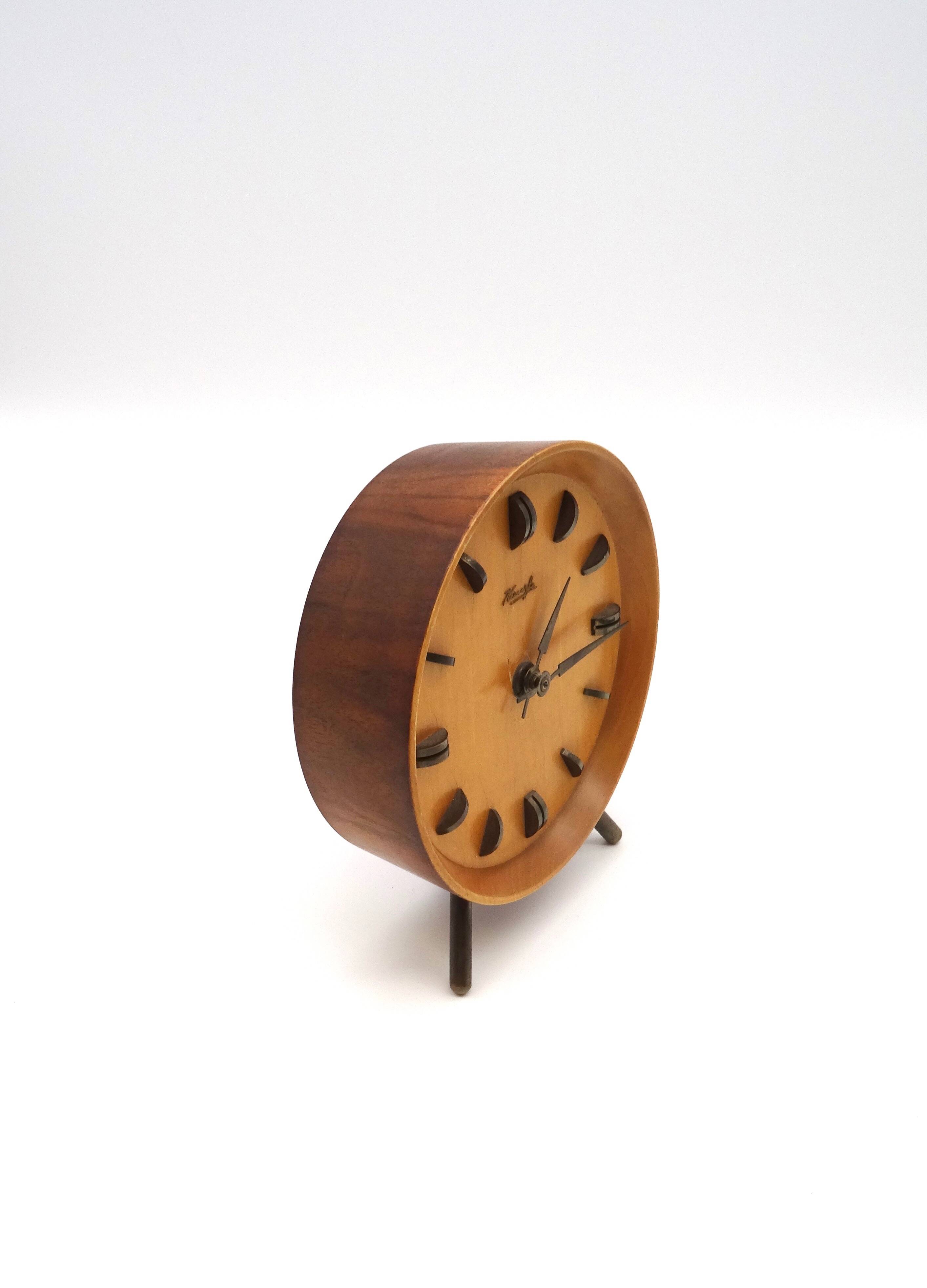 Rare original 60s mid century teak desk table clock by kienzle danish modern