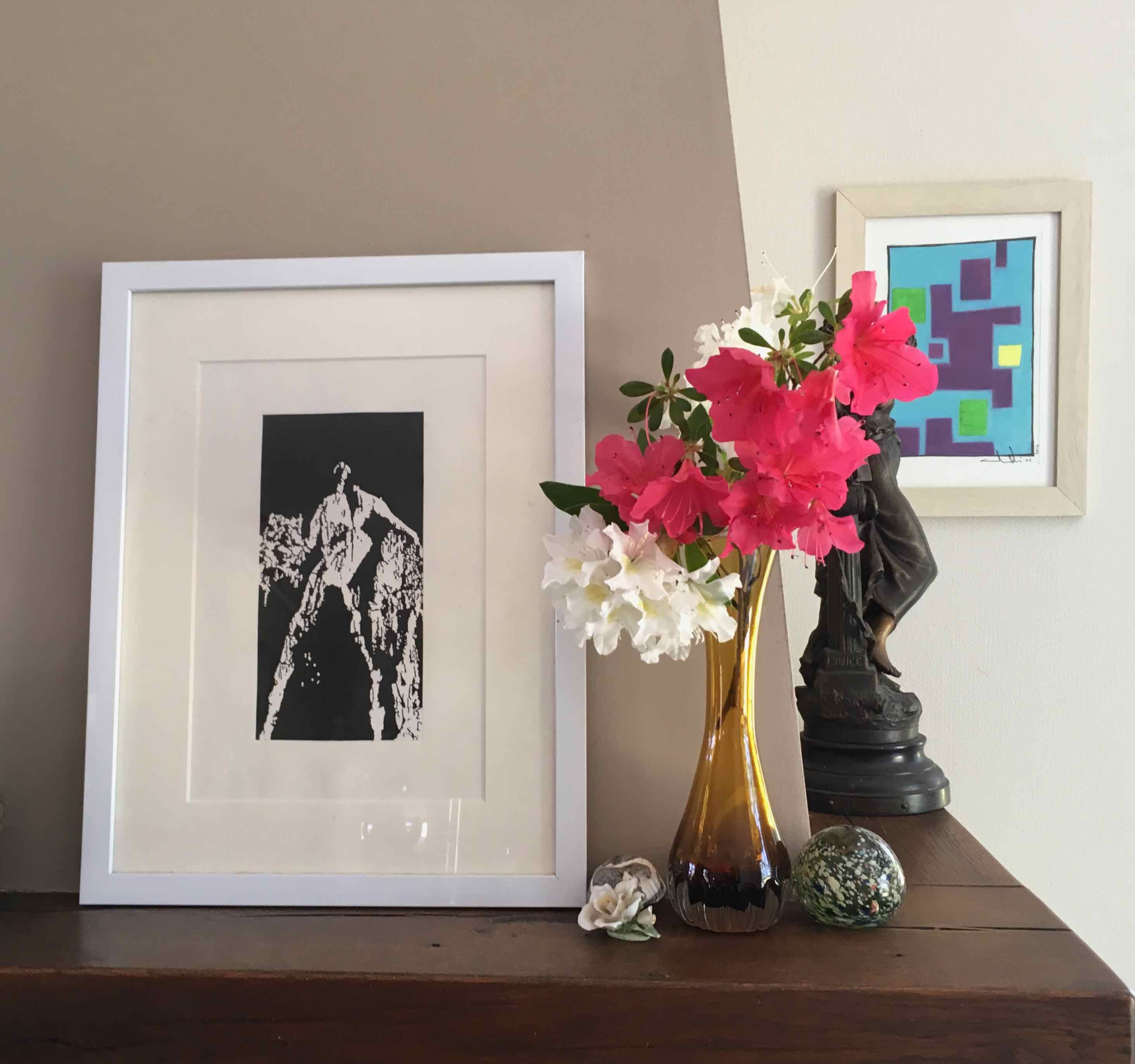 Vintage amber blown glass vase