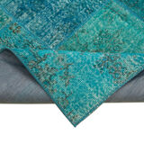 Hand-Knotted Oriental Overdyed 171 cm x 240 cm Turquoise Patchwork Rug