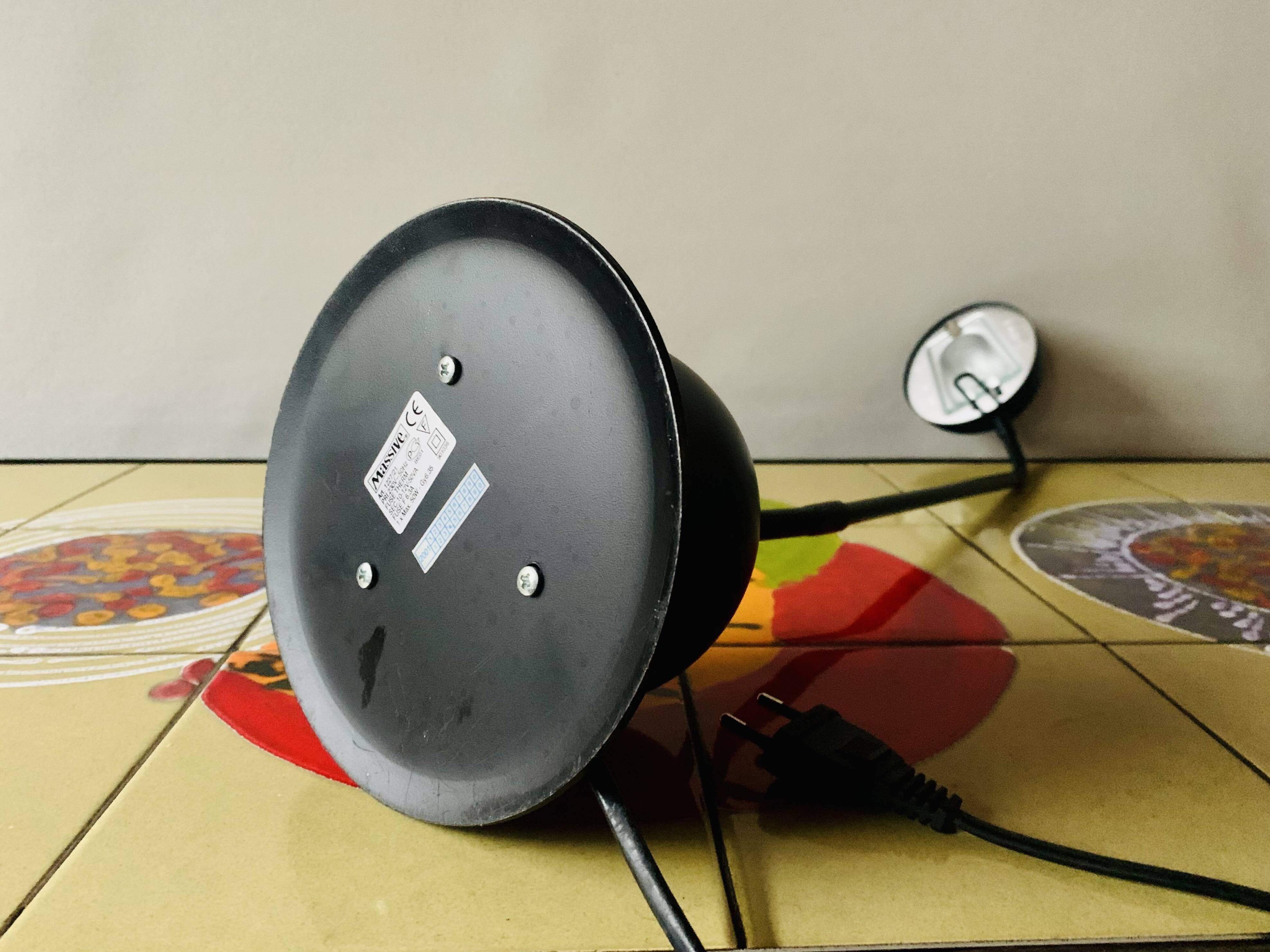 Massive vintage desk lamp in black metal