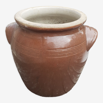 Brown varnished terracotta pot.