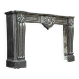 Napoleon III fireplace in black Belgian marble or Mazi, circa 1880