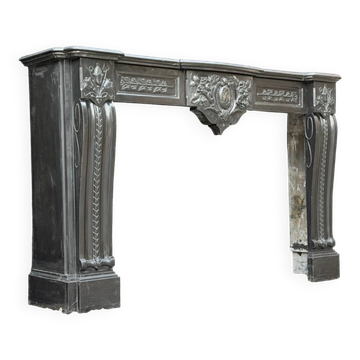 Napoleon III fireplace in black Belgian marble or Mazi, circa 1880