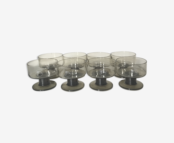 Lot de 8 coupes Mobil en verre fumé