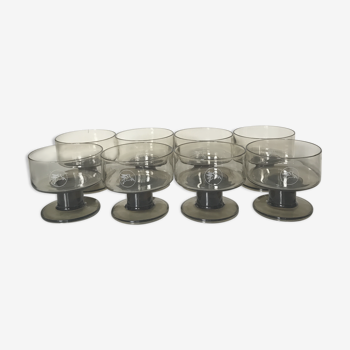 Lot of 8 Mobil cups in smoked glass