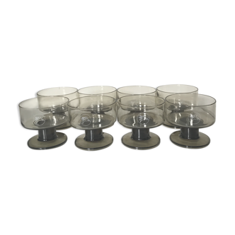Lot of 8 Mobil cups in smoked glass