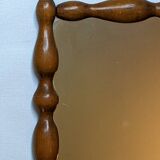 Antique turned wood mirror, handcrafted, country decor