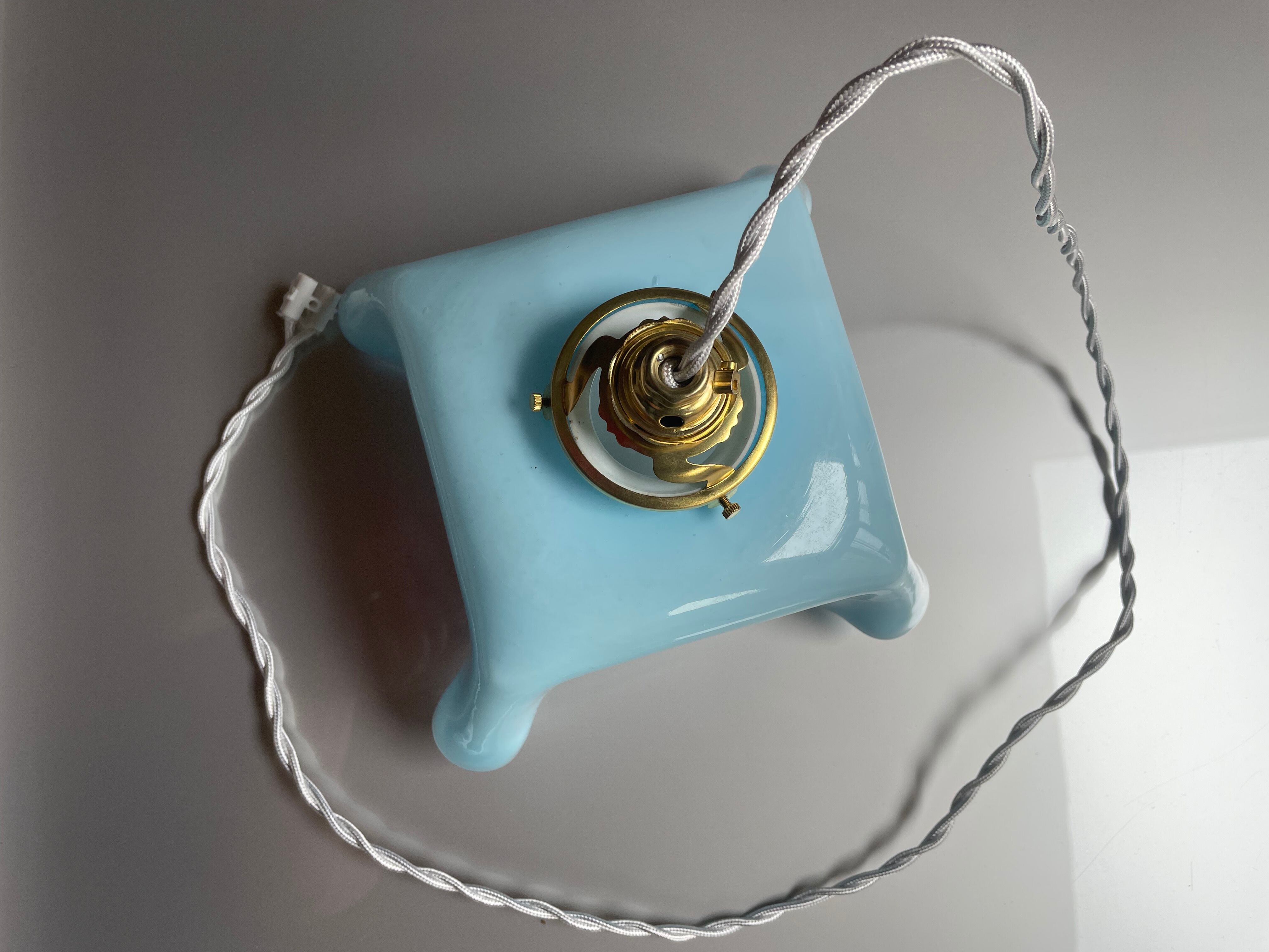 Vintage opaline blue pendant lamp