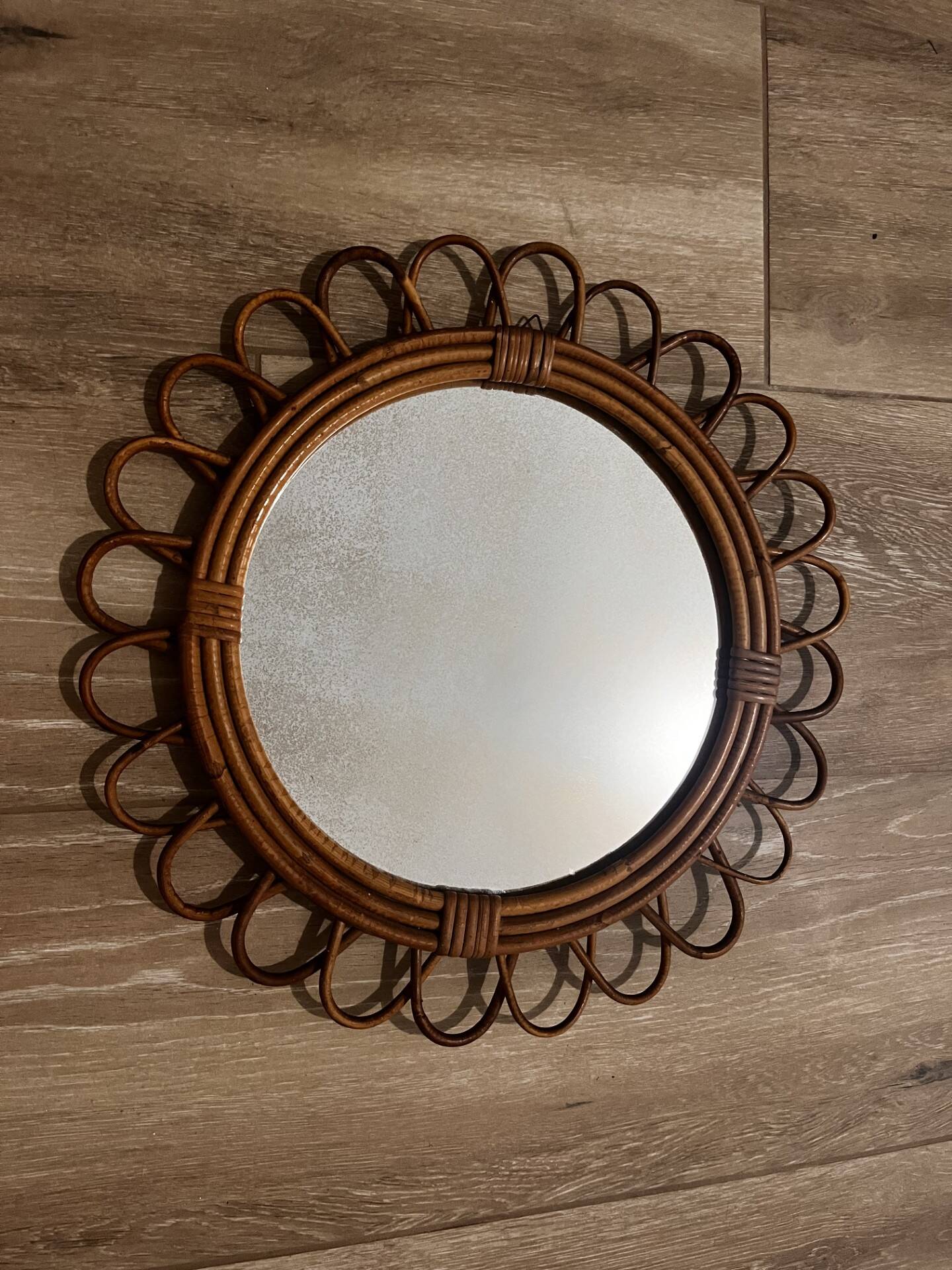 Antique rattan mirror