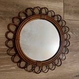 Antique rattan mirror