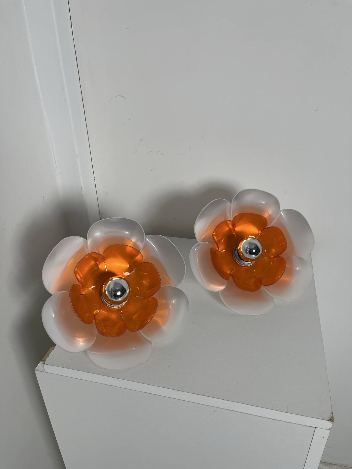 Pair of Flowers wall lights 1970