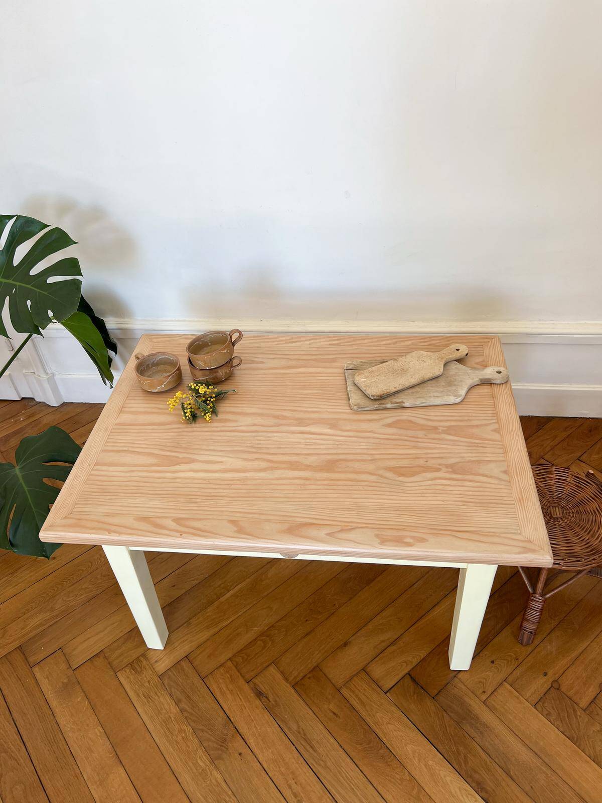 Yellow solid wood coffee table