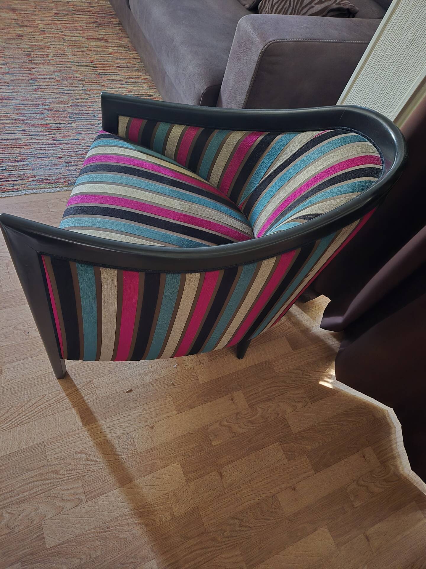 Fauteuil Cabriolet Roche Bobois « Profil » — Velours à Rayures Multico