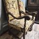 Pair of antique carved wooden armchairs – Figurative upholstery