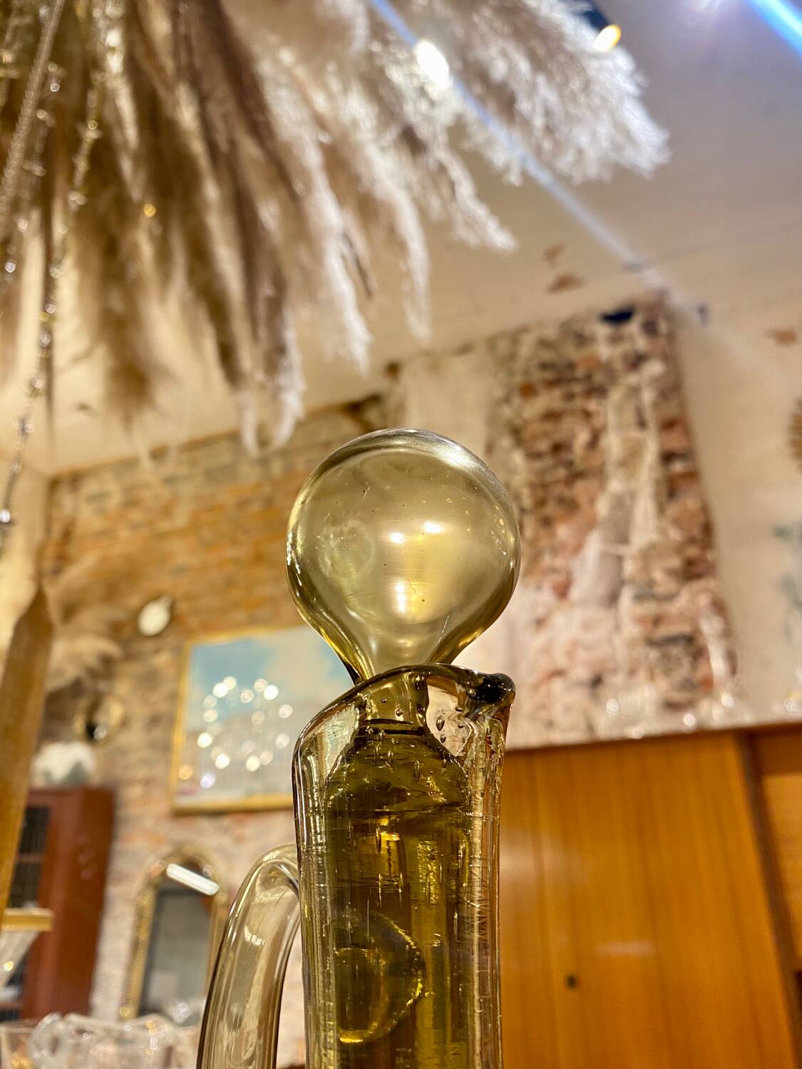 Smoked blown glass carafe